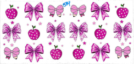 Purple Teacher Bows, Pencils, Apples