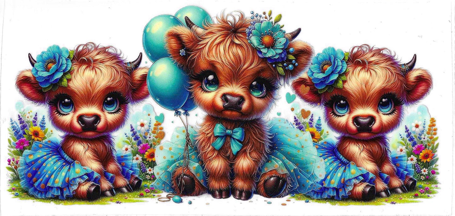 Highland Cow with Teal Tutu