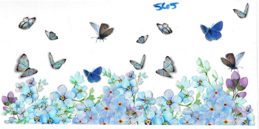 Blue Butterflies with Flowers