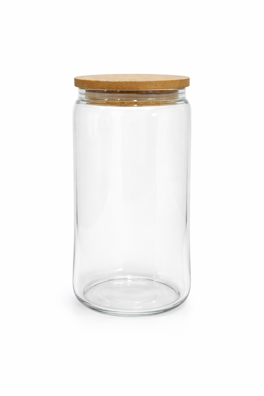 16oz Aesthetic Glass Can Cup with Bamboo Lid